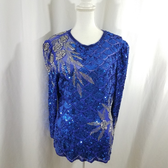Alyce Designs Tops - Alyce Designs Blue Sequin Top 16